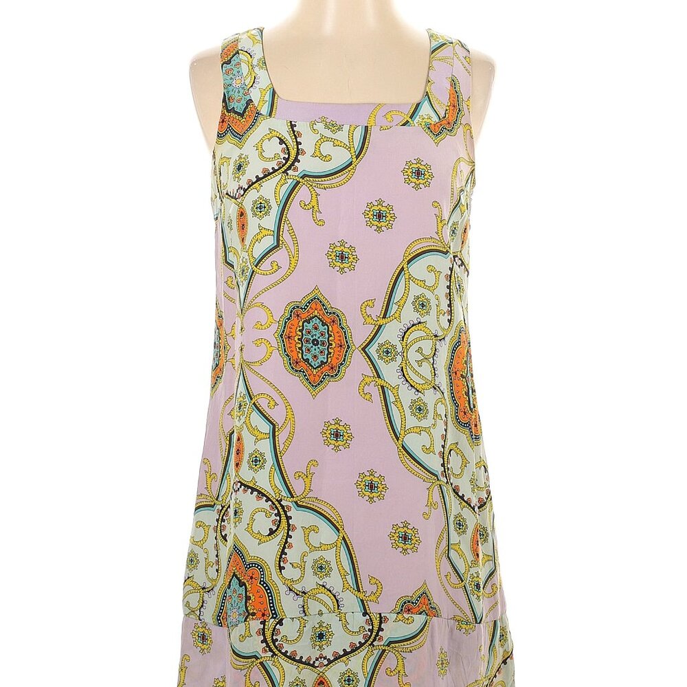 Alice & Trixie purple geometric pattern silk dress